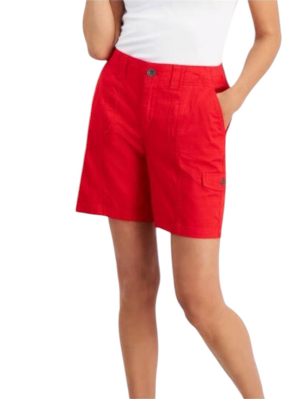 Style & Co. Comfort-Waist Cargo Shorts‎ Color Gumball Red, Sz 10